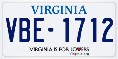 VA license plate VBE1712