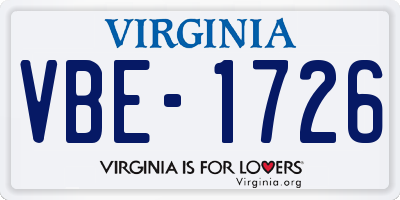 VA license plate VBE1726