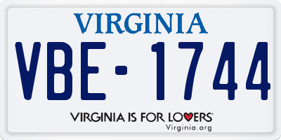 VA license plate VBE1744