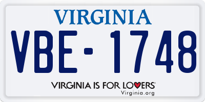 VA license plate VBE1748