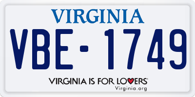VA license plate VBE1749