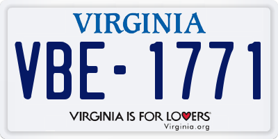 VA license plate VBE1771