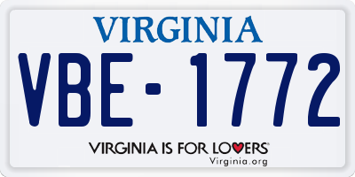 VA license plate VBE1772