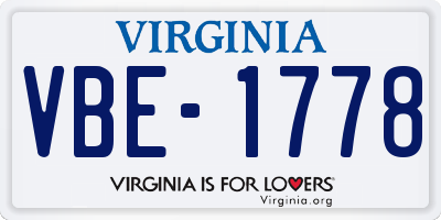 VA license plate VBE1778