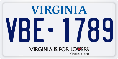 VA license plate VBE1789