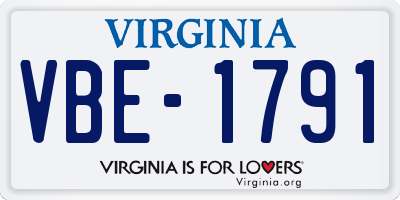 VA license plate VBE1791