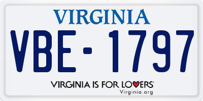 VA license plate VBE1797