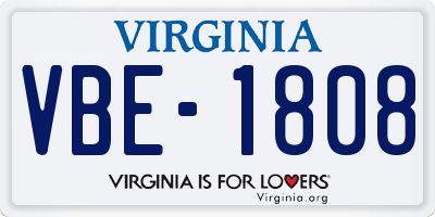 VA license plate VBE1808