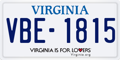 VA license plate VBE1815