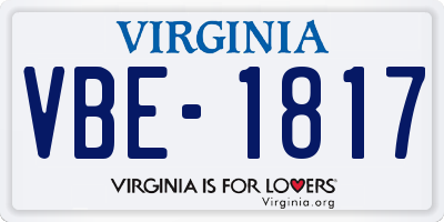 VA license plate VBE1817