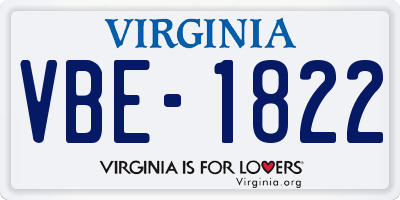 VA license plate VBE1822