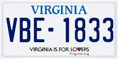 VA license plate VBE1833