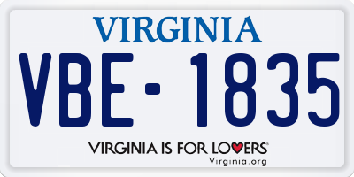 VA license plate VBE1835
