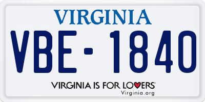 VA license plate VBE1840