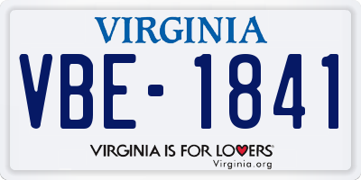 VA license plate VBE1841