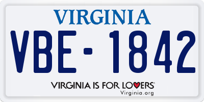VA license plate VBE1842
