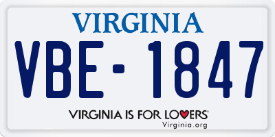 VA license plate VBE1847
