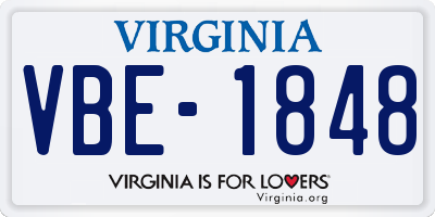 VA license plate VBE1848
