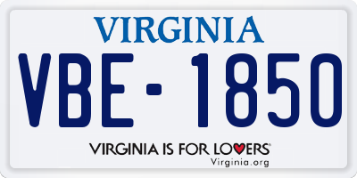 VA license plate VBE1850