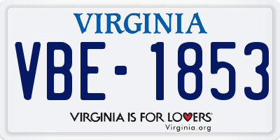 VA license plate VBE1853