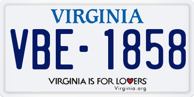 VA license plate VBE1858