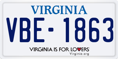 VA license plate VBE1863