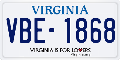 VA license plate VBE1868