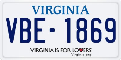 VA license plate VBE1869