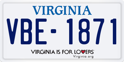 VA license plate VBE1871