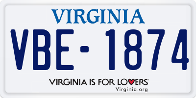 VA license plate VBE1874