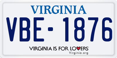 VA license plate VBE1876