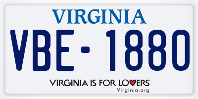 VA license plate VBE1880
