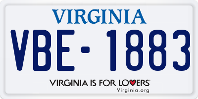 VA license plate VBE1883