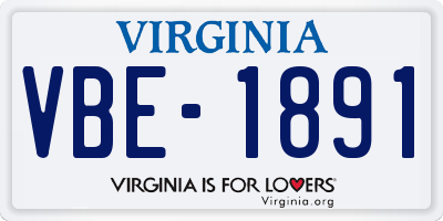 VA license plate VBE1891