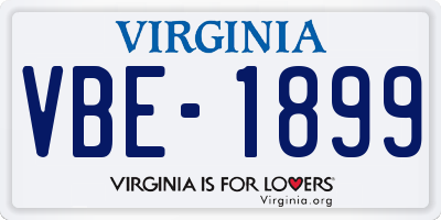 VA license plate VBE1899