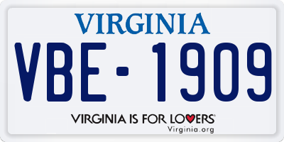 VA license plate VBE1909