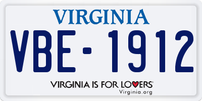 VA license plate VBE1912