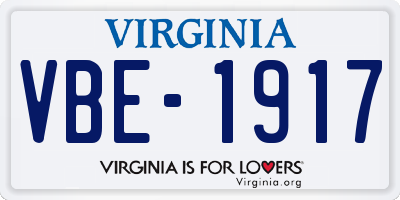 VA license plate VBE1917