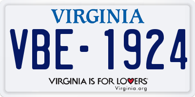 VA license plate VBE1924