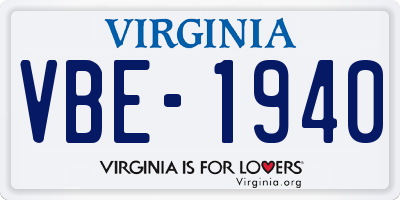 VA license plate VBE1940