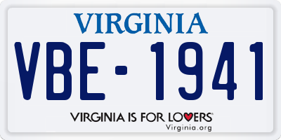 VA license plate VBE1941