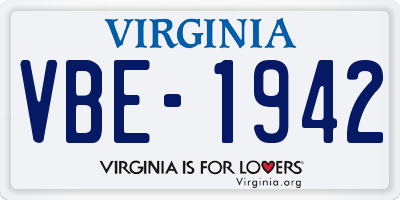 VA license plate VBE1942