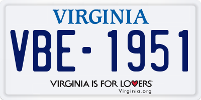 VA license plate VBE1951