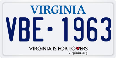 VA license plate VBE1963