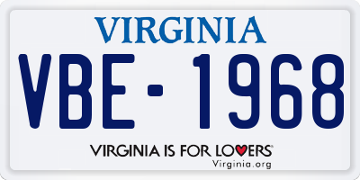 VA license plate VBE1968
