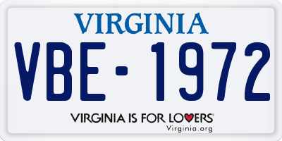 VA license plate VBE1972