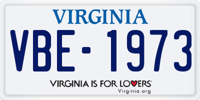 VA license plate VBE1973