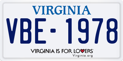VA license plate VBE1978