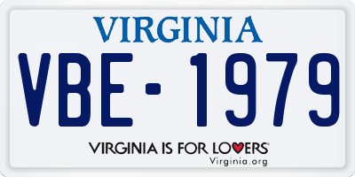 VA license plate VBE1979