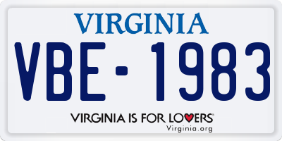 VA license plate VBE1983